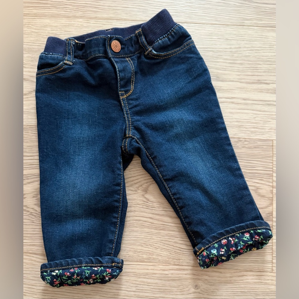 GAP Kids Dark Blue Jeans with Floral Cuffs